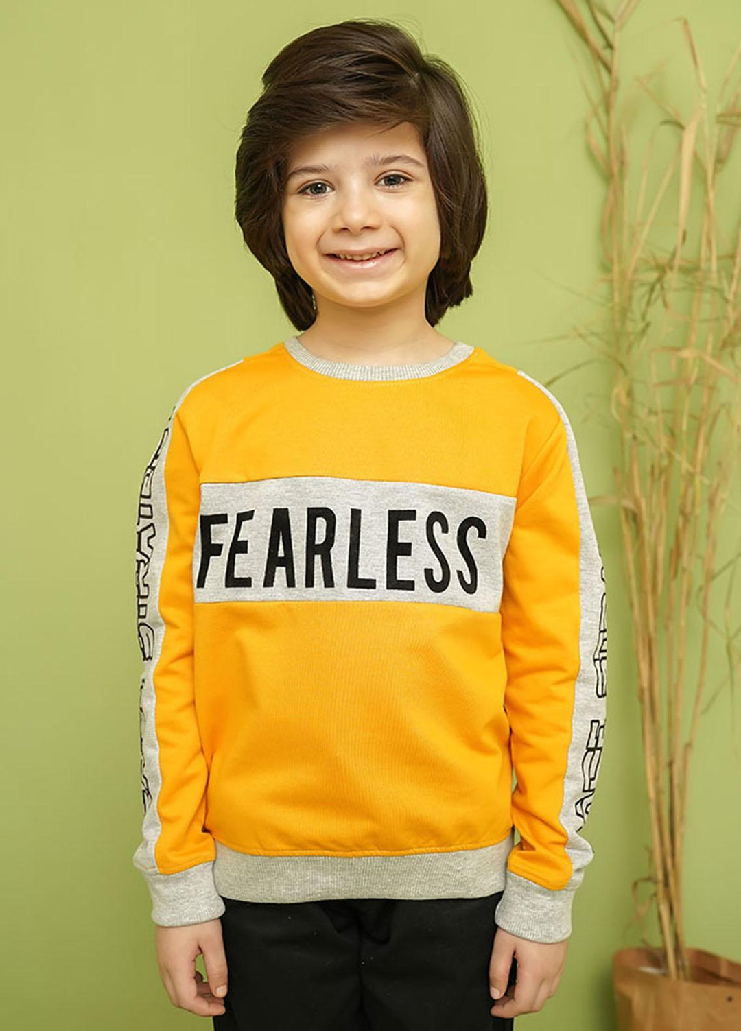 Ochre Fleece Sweat Shirt for Boys - OKB-125 Mustard