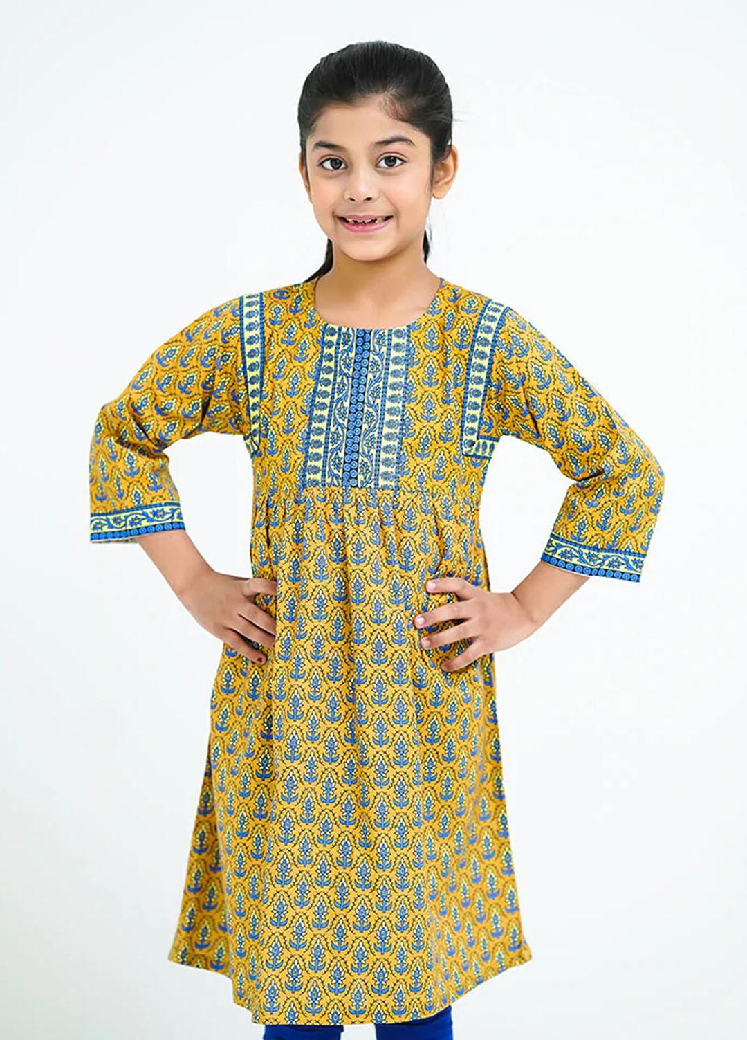 Ochre Lawn Kurti for Girls - OPL 135