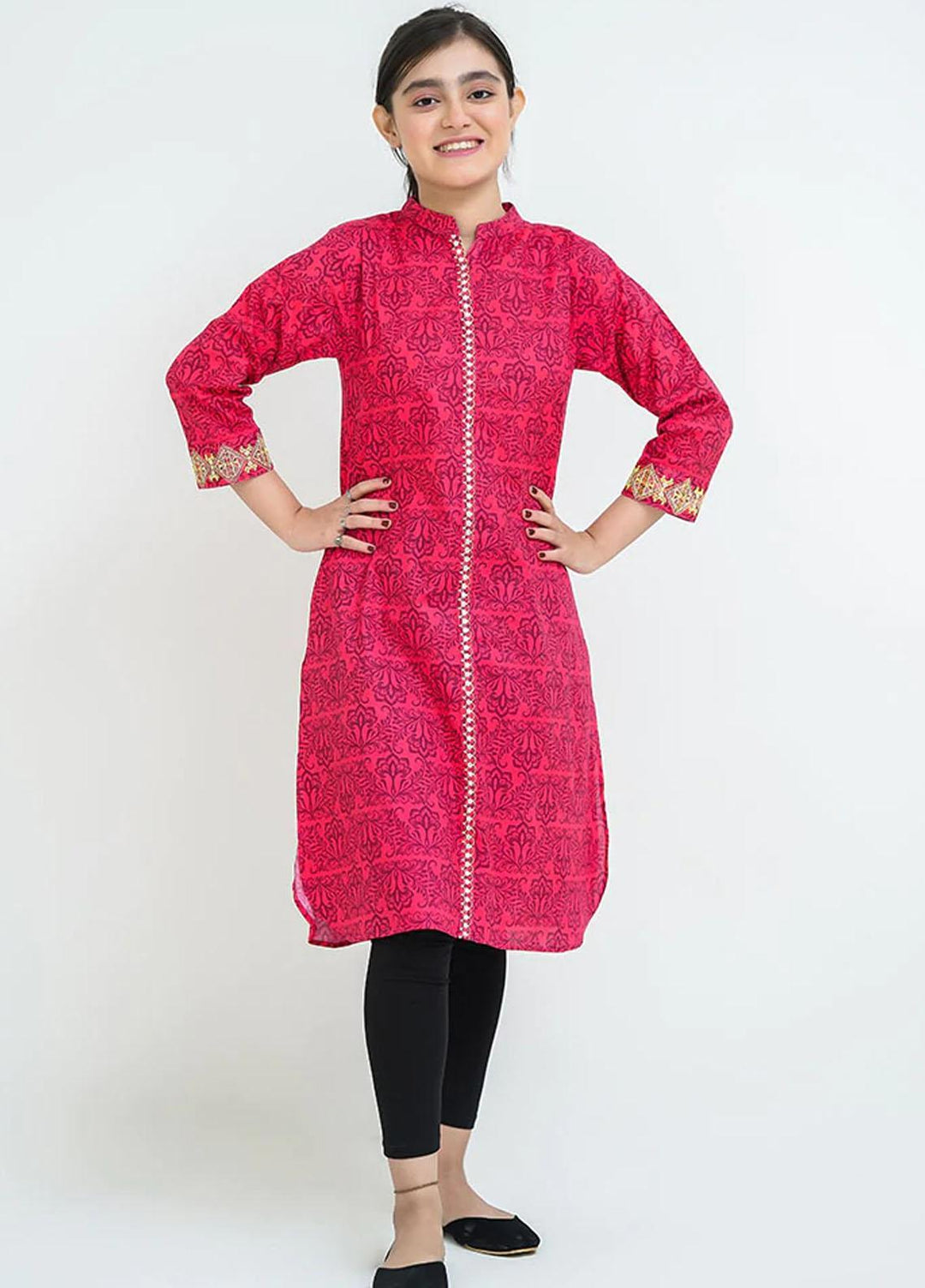 Ochre Lawn Kurti for Girls - OPL 140