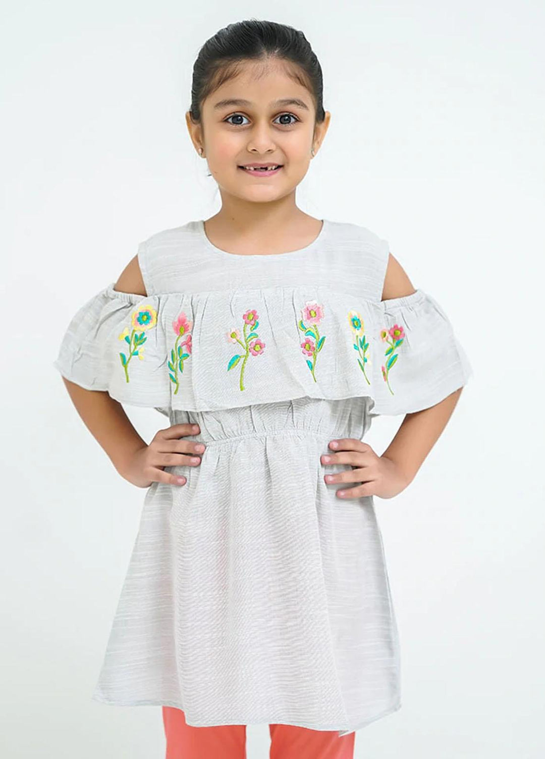 Ochre Chambray Girls Top - OWT 448
