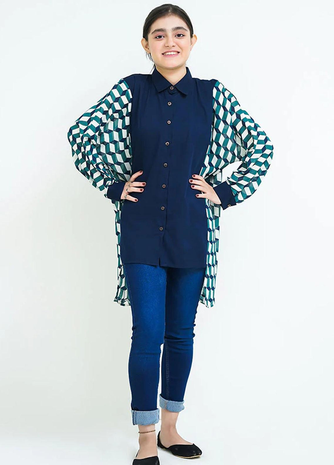 Ochre georgette Top for Girls - OWT 497