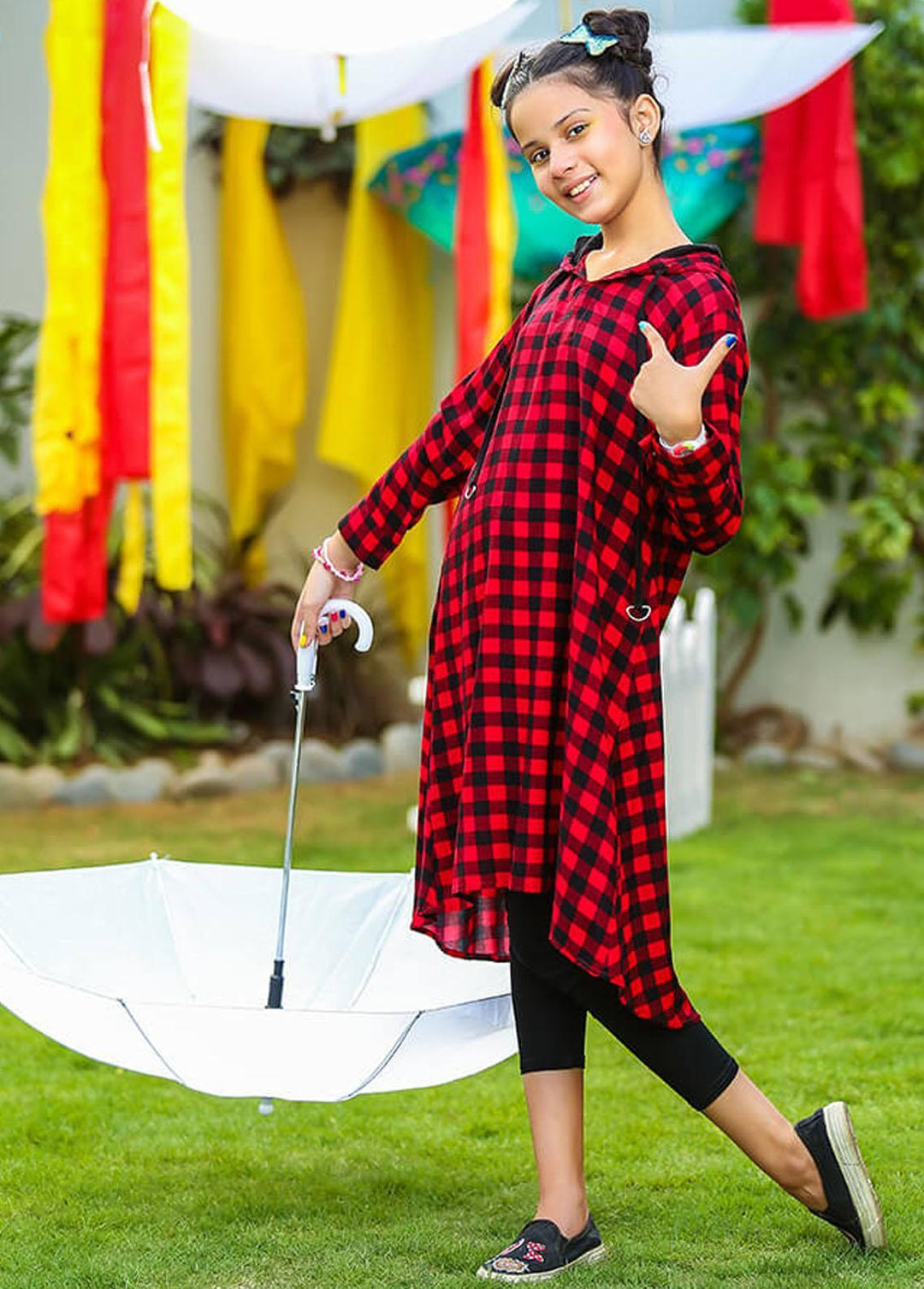 Ochre Linen Printed Kurti for Girls -  OFK 737