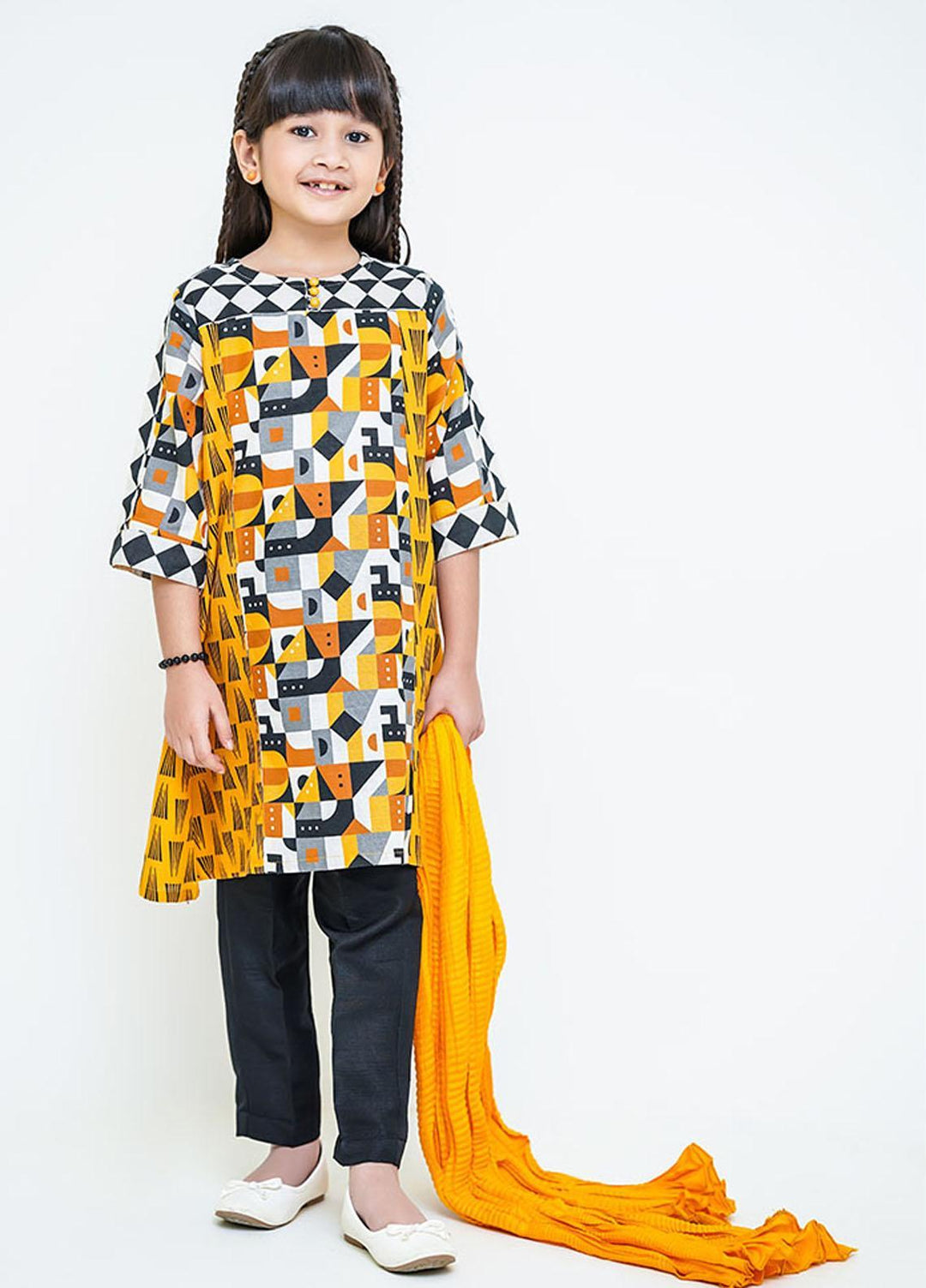 Ochre Khaddar 3 Piece for Girls - OPL-143 Mix