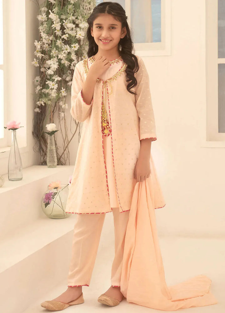 Ochre Girls Pret Jacquard 3 Piece Suit SHD-11