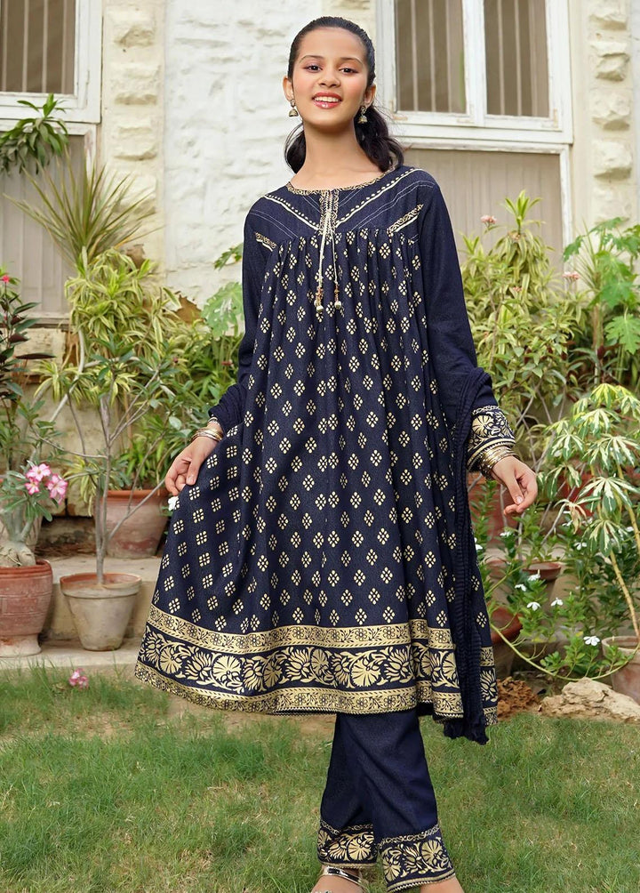 Ochre Cotton Printed 3 Piece Suit for Girls -  OFW-PC-22