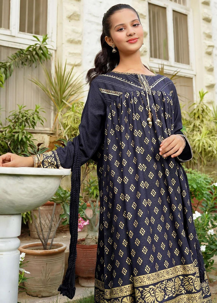 Ochre Cotton Printed 3 Piece Suit for Girls -  OFW-PC-22