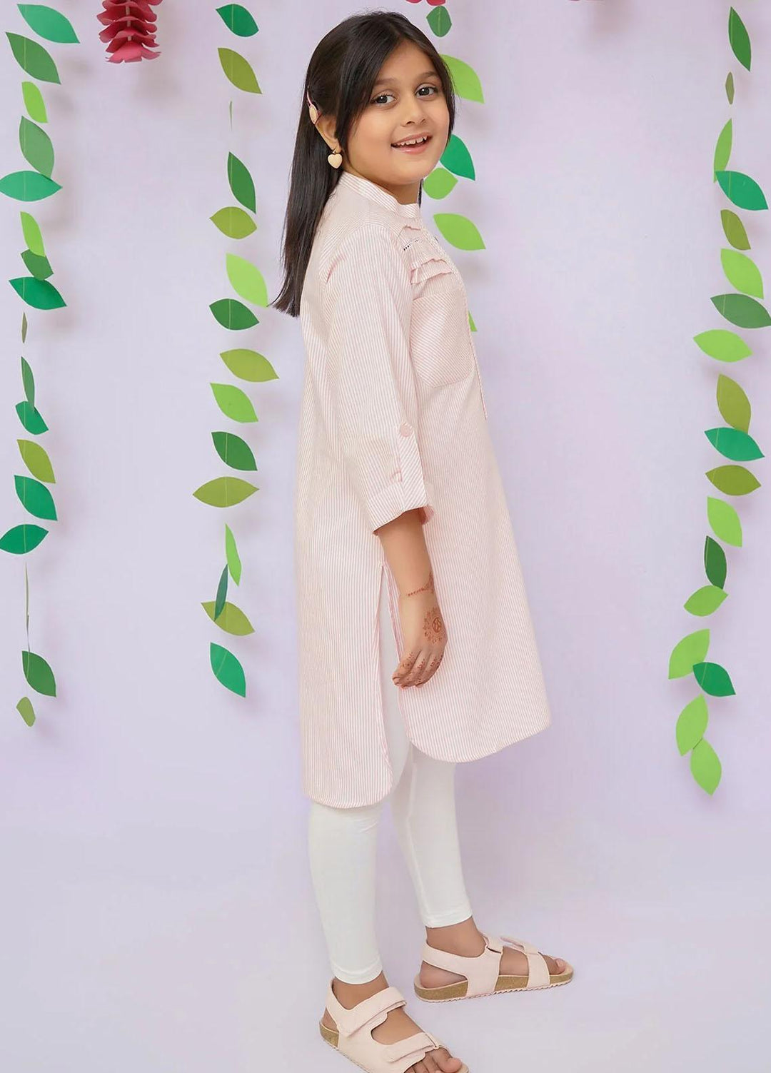 Ochre Cotton Printed Kurti for Girls -  OFK-PRC-32