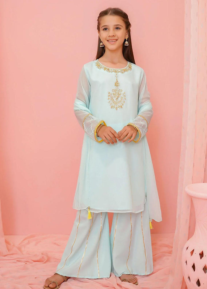 Ochre Chiffon Casual 3 Piece Suit for Girls -  OFW-AC-24