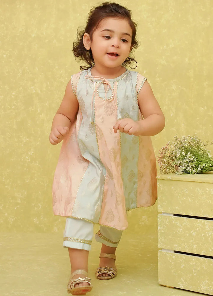 Ochre Pret Casual Jacquard 3 Piece Suit For Kids INRJ-01
