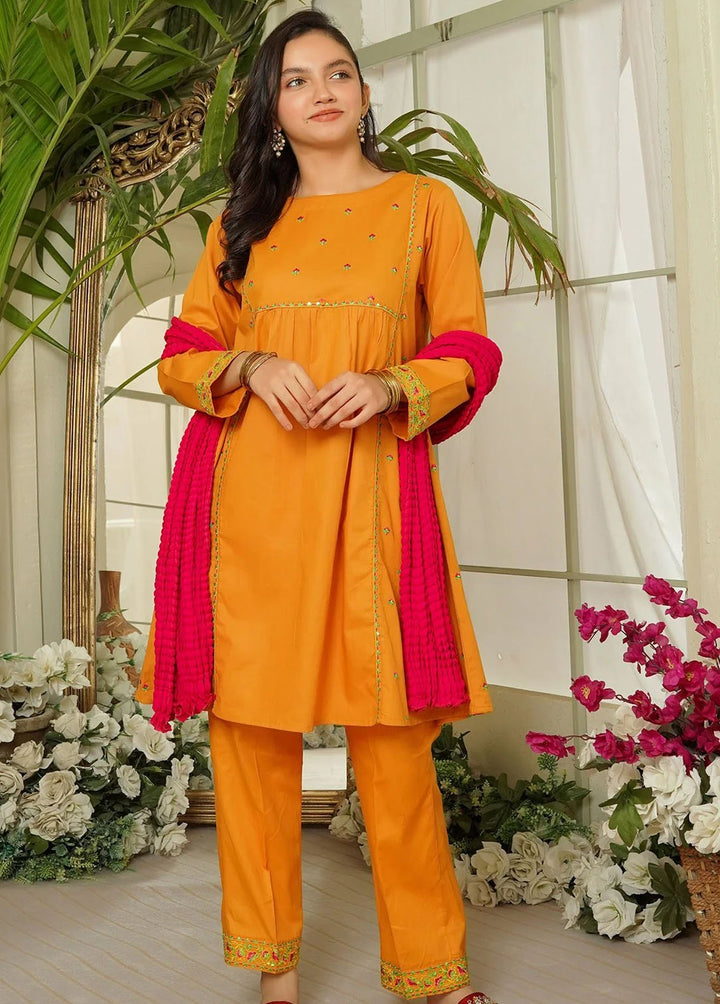 Ochre Pret Eastern Chiffon 3 Piece Suit OFW-EM-21