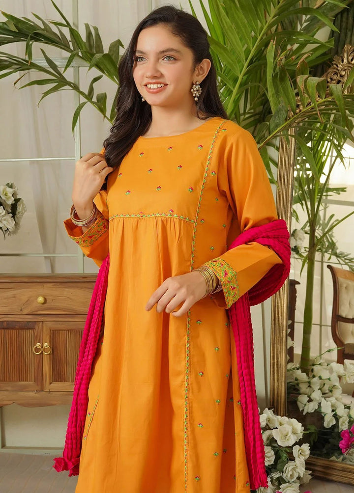 Ochre Pret Eastern Chiffon 3 Piece Suit OFW-EM-21