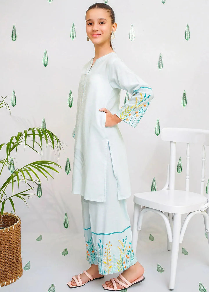 Ochre Pret Embroidered Chambray Co-ords For Girls EMC-01