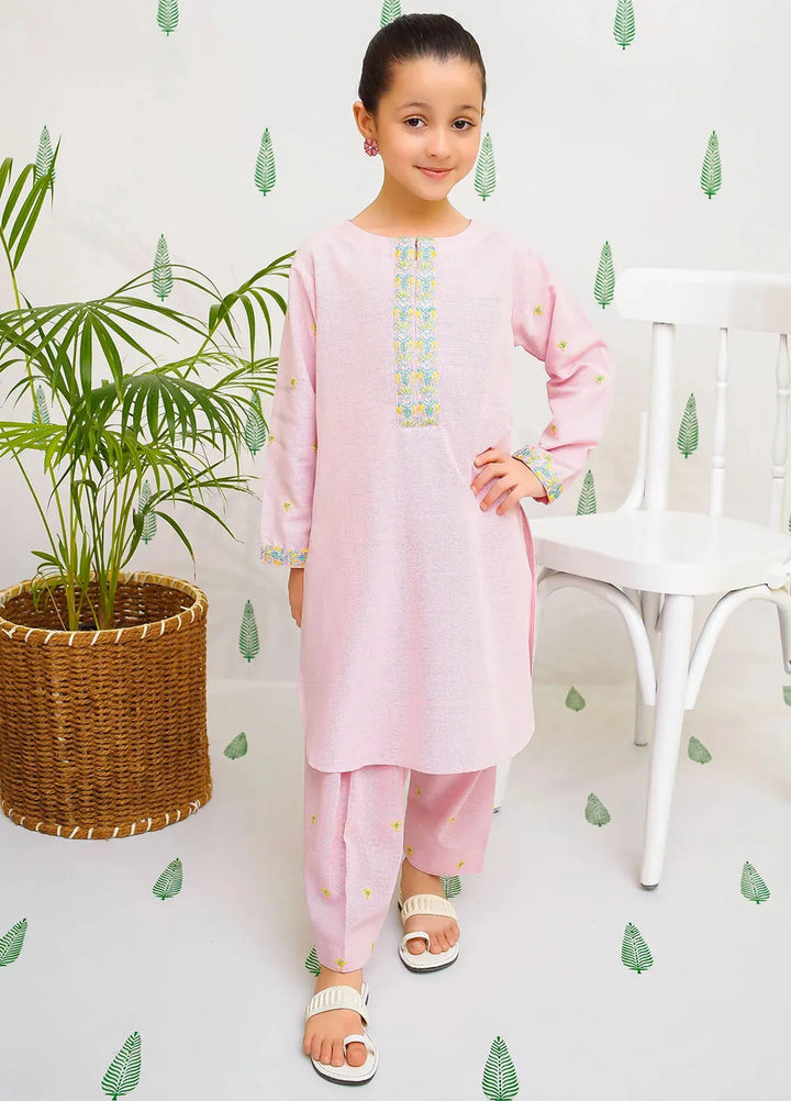 Ochre Pret Embroidered Chambray Co-ords For Girls EMC-02