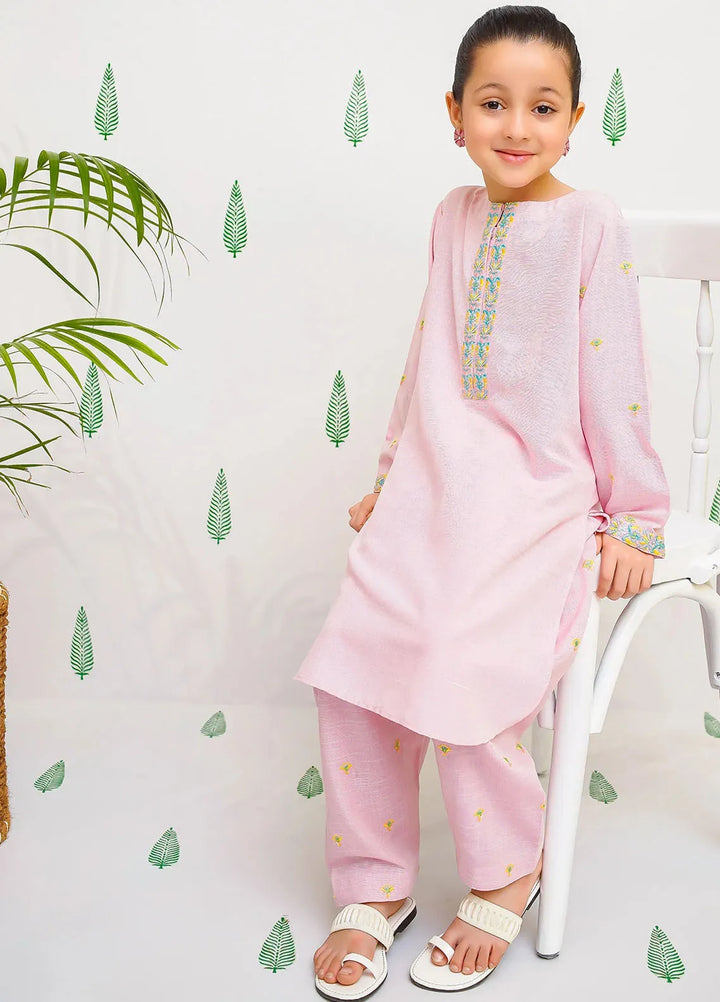 Ochre Pret Embroidered Chambray Co-ords For Girls EMC-02