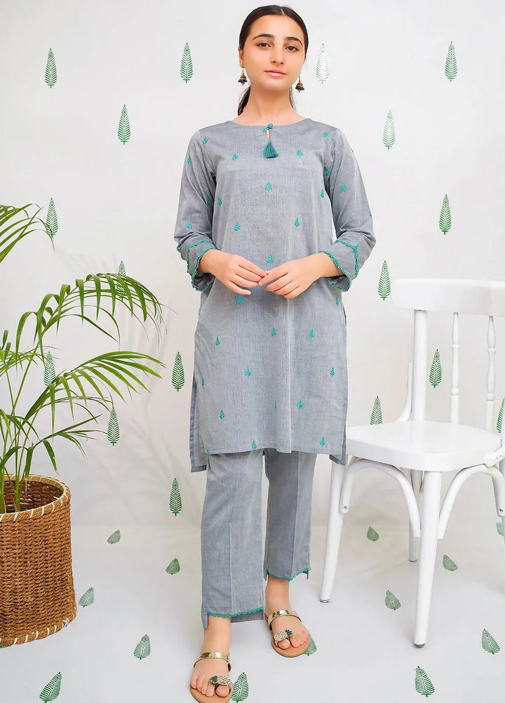 Ochre Pret Embroidered Chambray Co-ords For Girls EMC-04