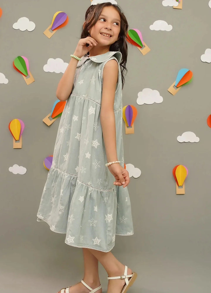 Ochre Pret Embroidered Chambray Dress INWD-15