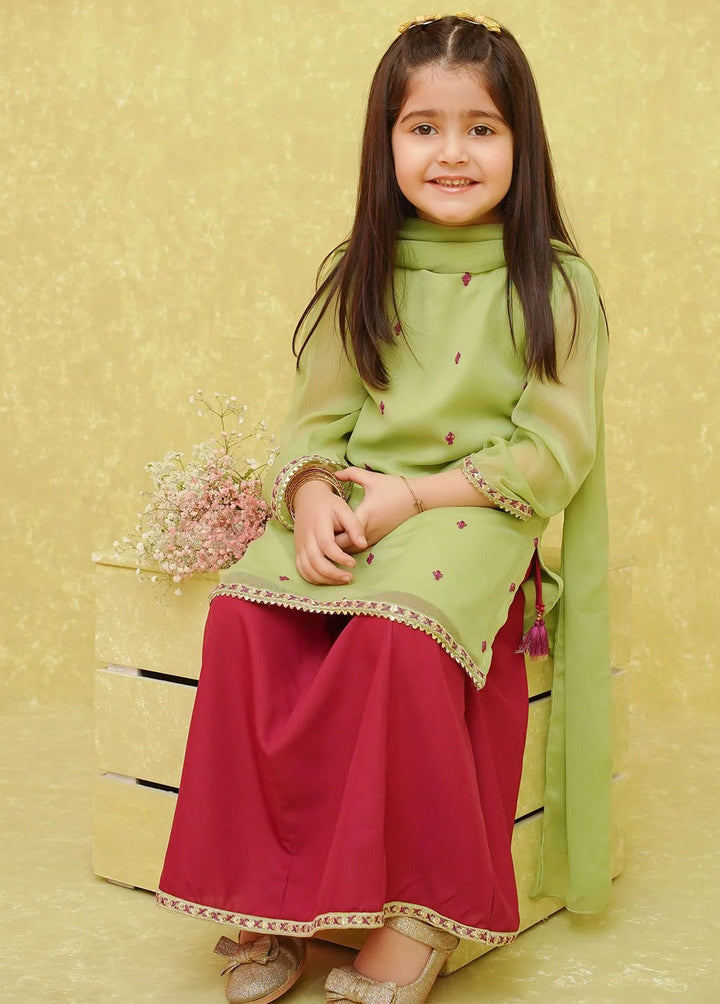 Ochre Pret Embroidered Chiffon 3 Piece Suit INCF-05