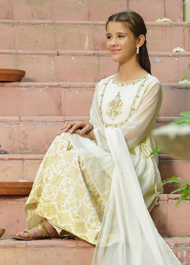 Ochre Pret Embroidered Chiffon 3 Piece Suit OFW-AC-44