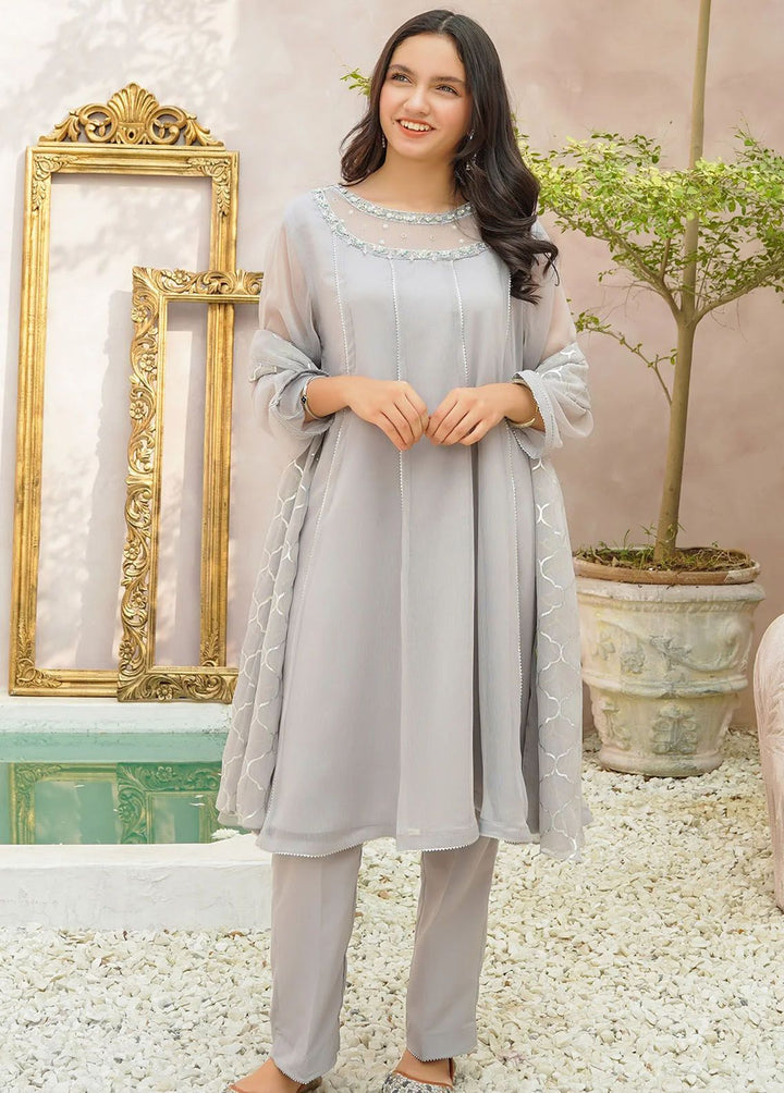 Ochre Pret Embroidered Chiffon 3 Piece Suit OFW-AC-49