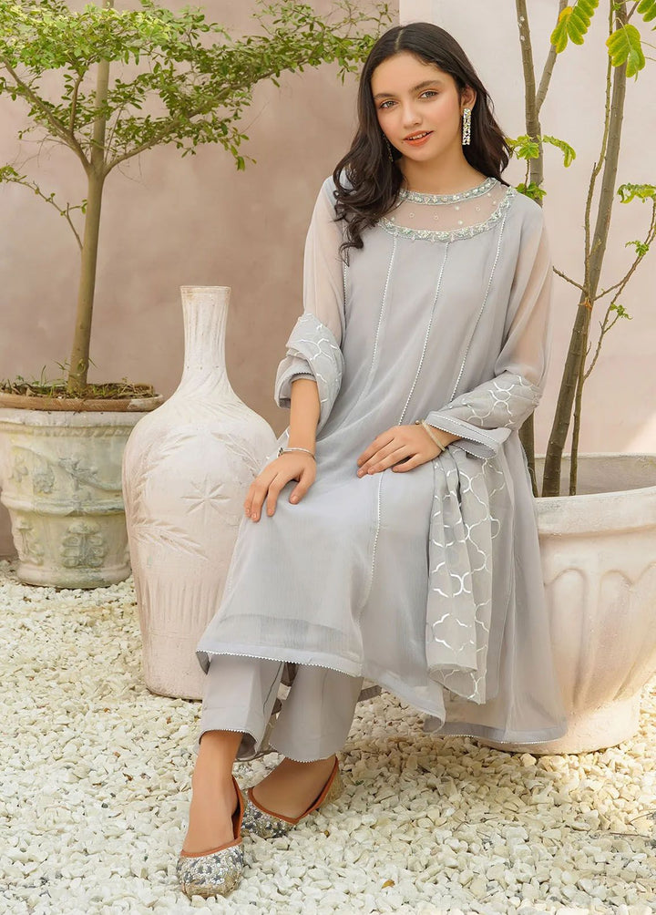 Ochre Pret Embroidered Chiffon 3 Piece Suit OFW-AC-49