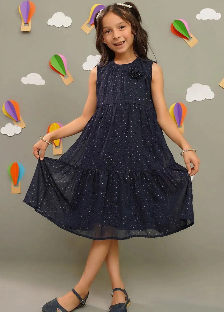 Ochre Pret Embroidered Chiffon Dress INWD-05