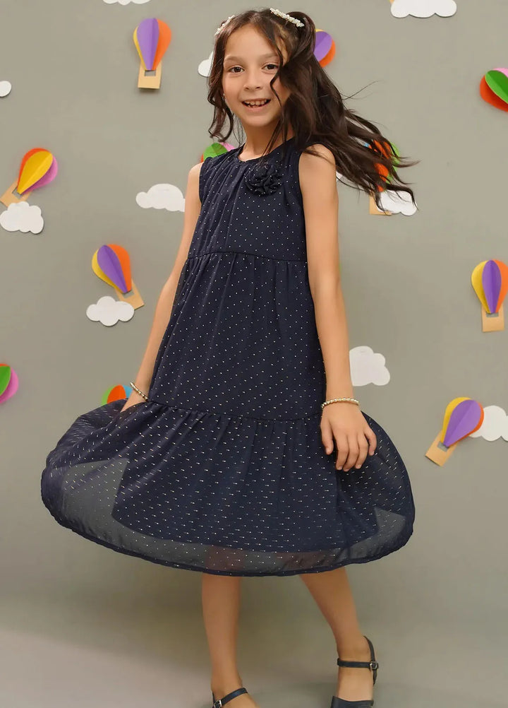 Ochre Pret Embroidered Chiffon Dress INWD-05