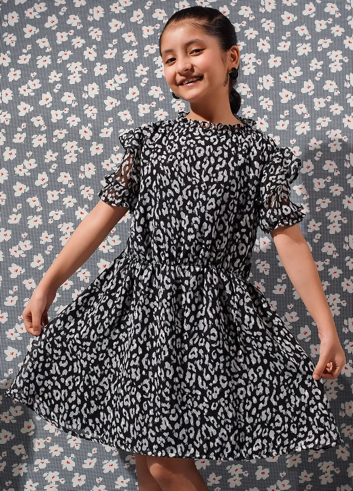 Ochre Pret Embroidered Chiffon Dress OWKL-03