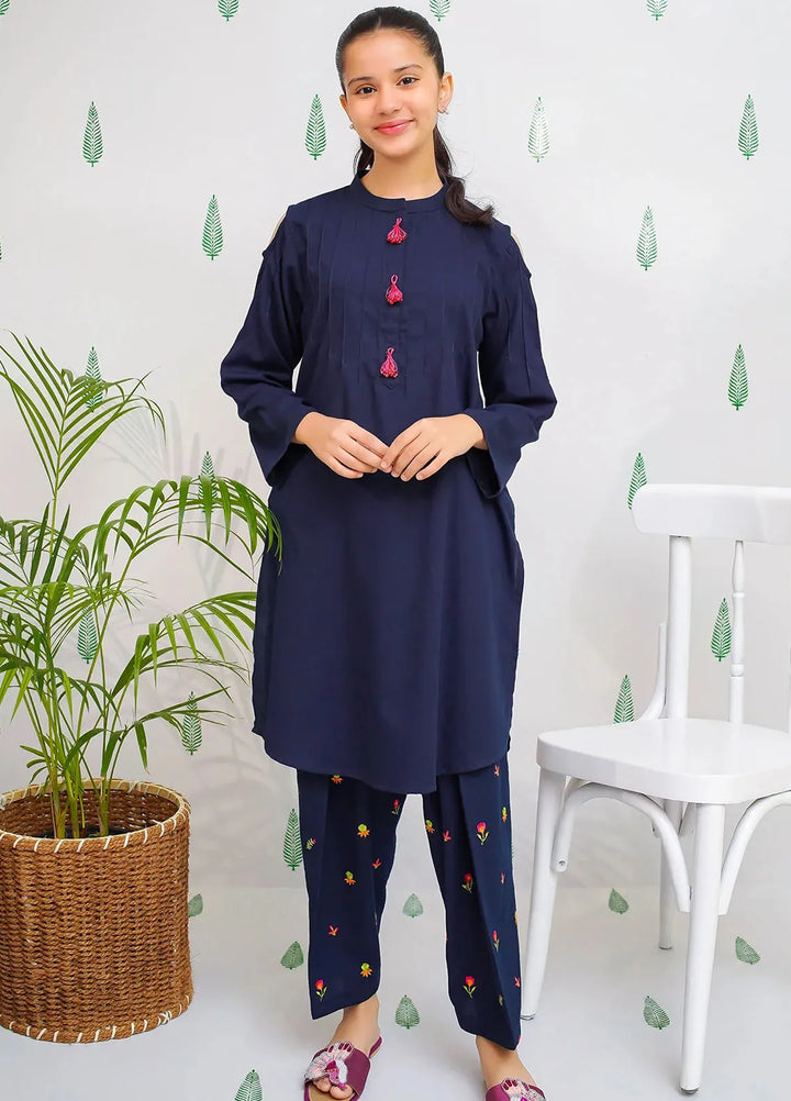 Ochre Pret Embroidered Cotton Co-ords For Girls EMC-03