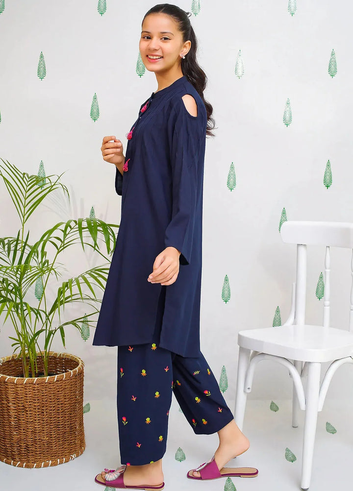 Ochre Pret Embroidered Cotton Co-ords For Girls EMC-03