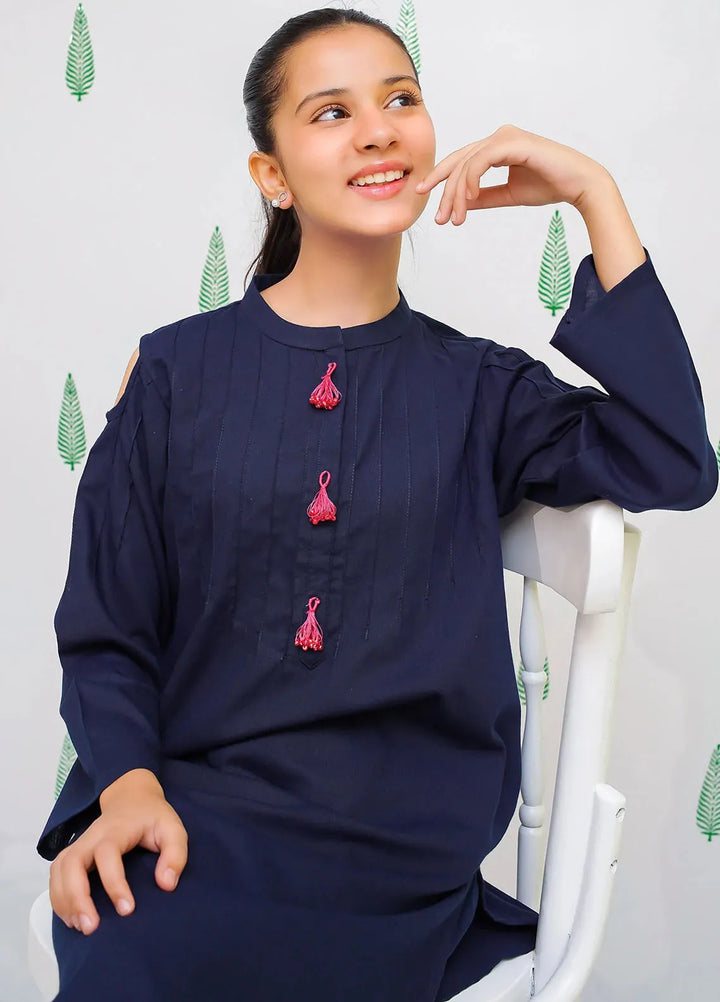 Ochre Pret Embroidered Cotton Co-ords For Girls EMC-03