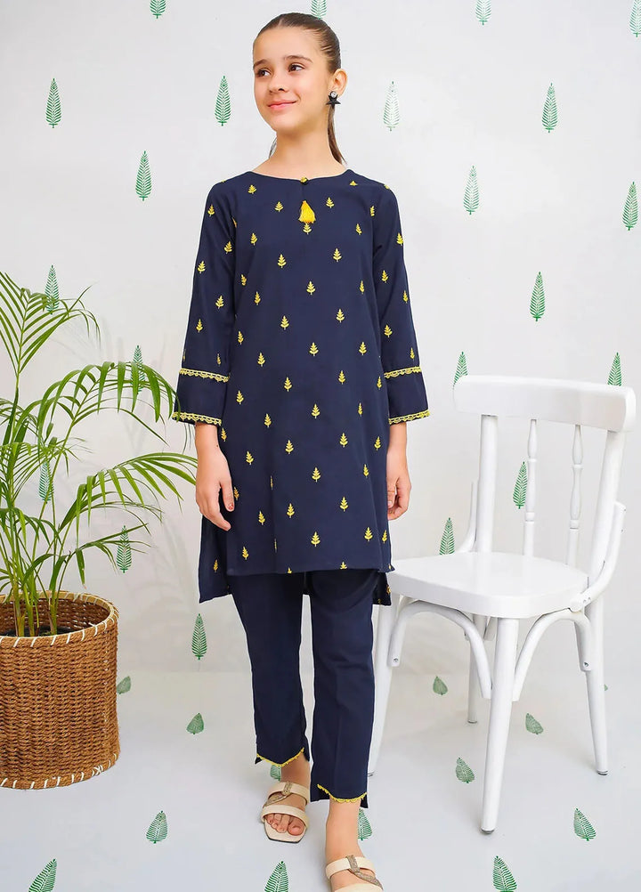 Ochre Pret Embroidered Cotton Co-ords For Girls EMC-05