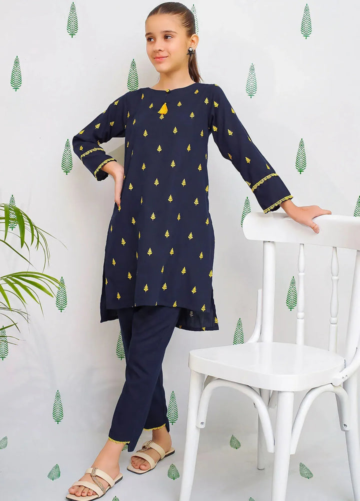 Ochre Pret Embroidered Cotton Co-ords For Girls EMC-05