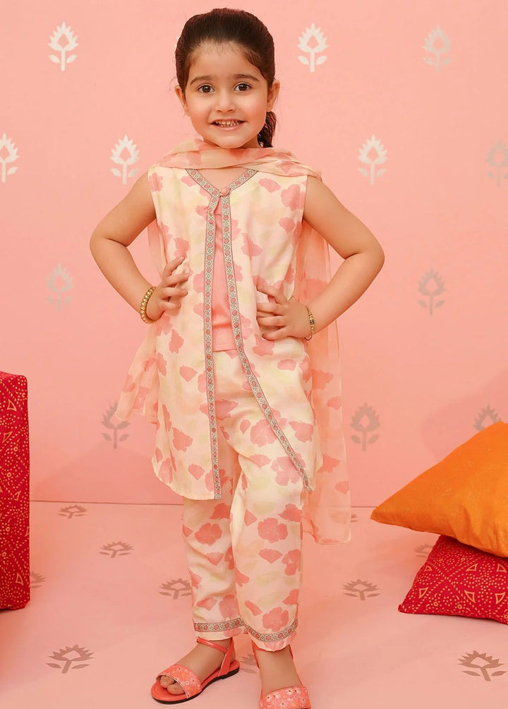 Ochre Pret Embroidered Cotton Silk 3 Piece Suit INDP-03