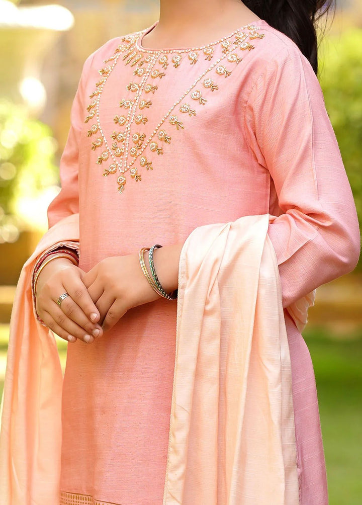 Ochre Pret Embroidered Cotton Silk 3 Piece Suit OFW-EX-04