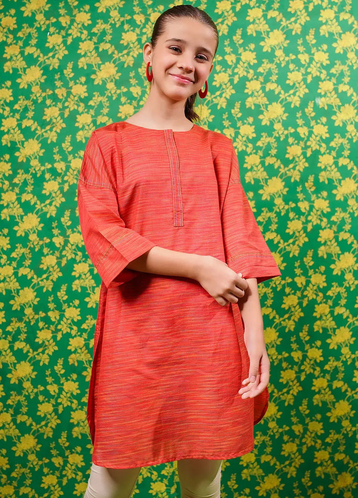 Ochre Pret Embroidered Jacquard Kurti OFK-PRC-34