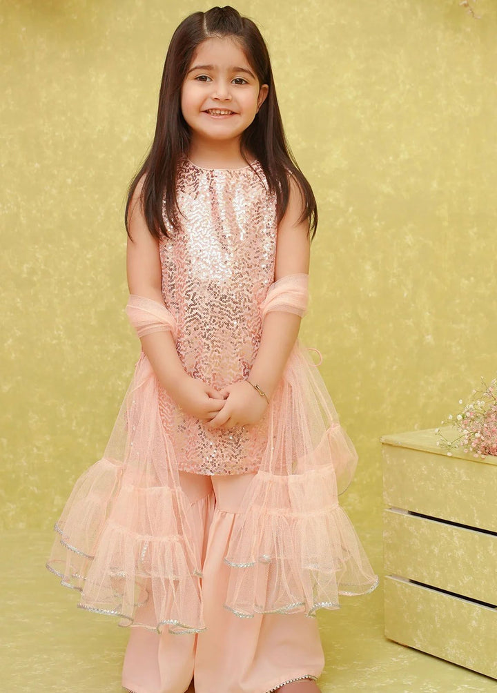 Ochre Pret Embroidered Net 3 Piece Suit INCF-04