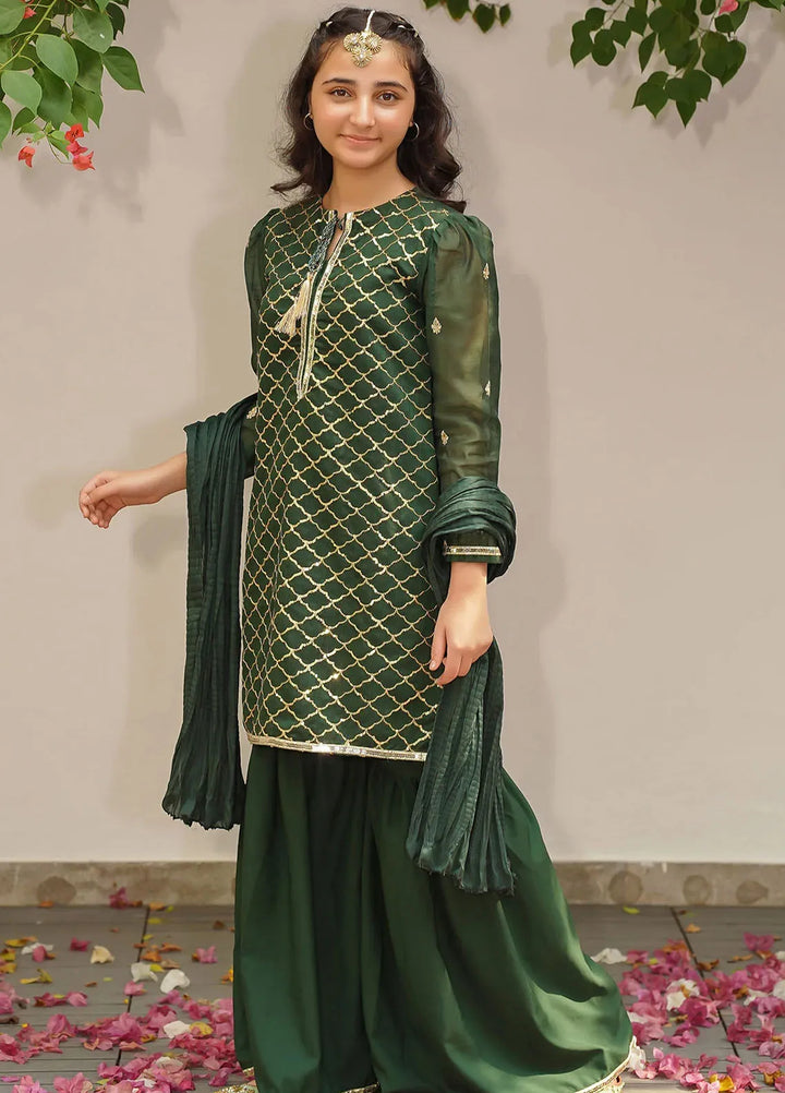 Ochre Pret Embroidered Slub 3 Piece Suit SHD-10