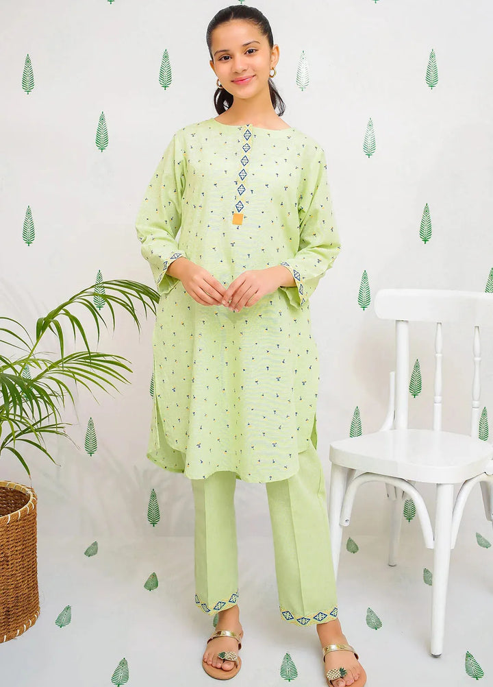 Ochre Pret Printed Cotton 2 Piece Suit For Girls OFW-COR-87