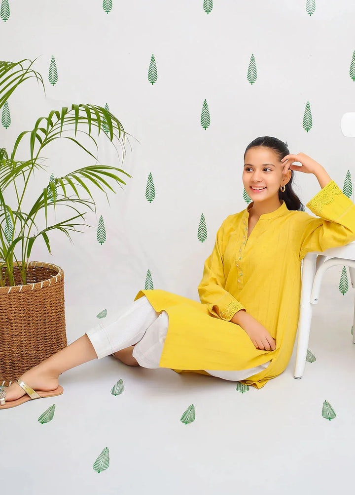 Ochre Pret Printed Cotton 2 Piece Suit For Girls OFW-SC-23