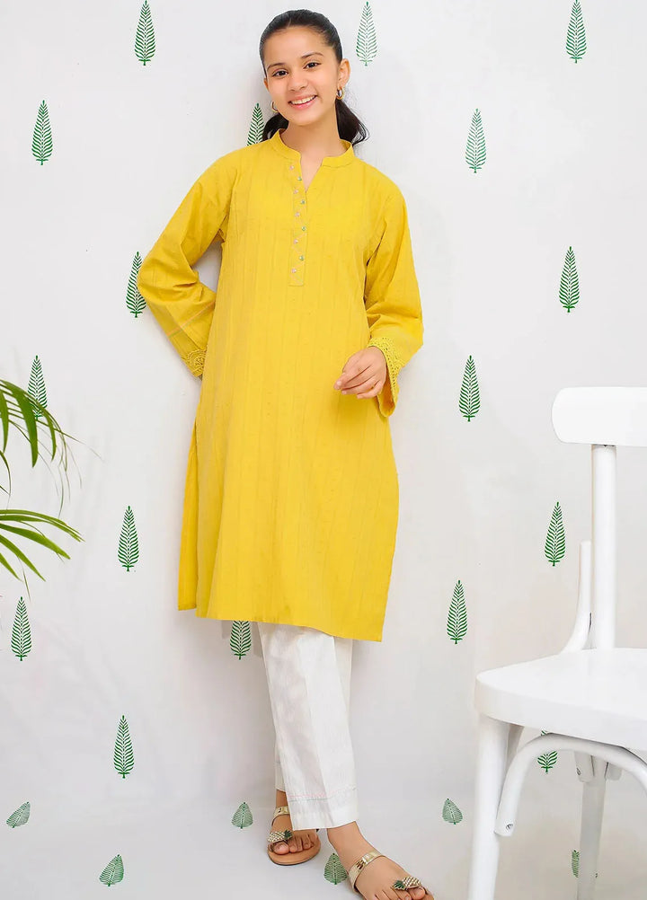 Ochre Pret Printed Cotton 2 Piece Suit For Girls OFW-SC-23