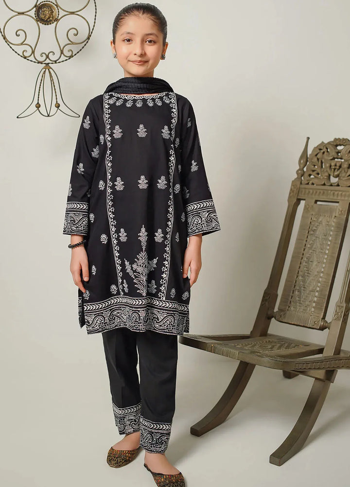 Ochre Pret Printed Cotton 3 Piece Suit For Girls OFW-MRM-08