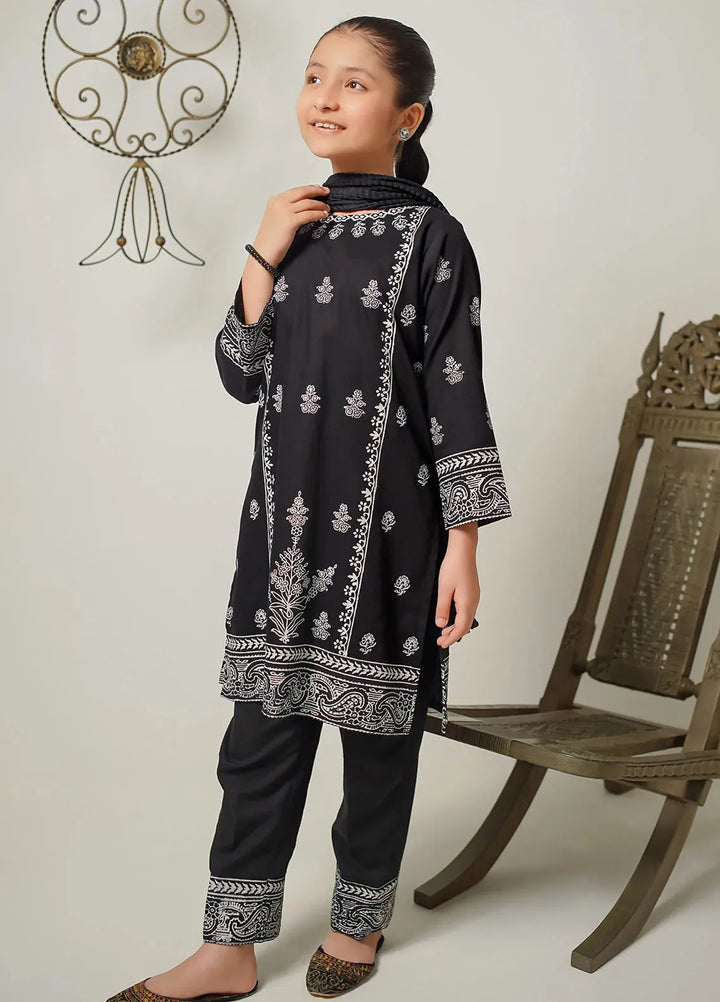 Ochre Pret Printed Cotton 3 Piece Suit For Girls OFW-MRM-08