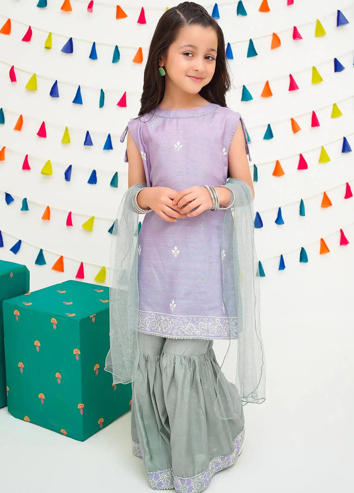Ochre Pret Printed Cotton 3 Piece Suit For Kids INRJ-04