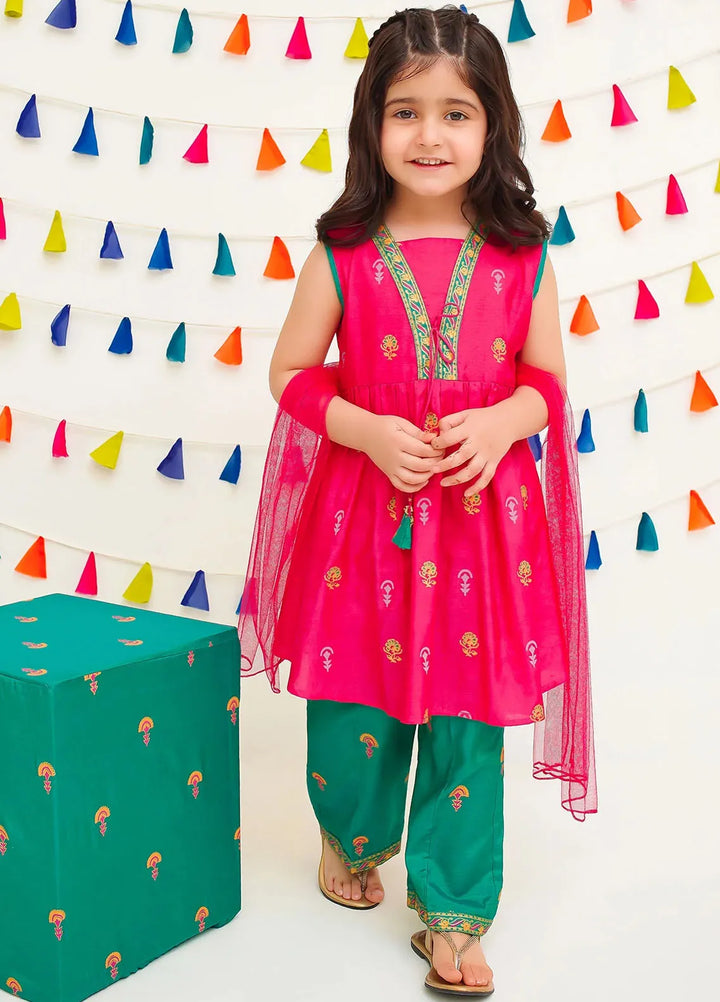 Ochre Pret Printed Cotton 3 Piece Suit For Kids INRJ-05