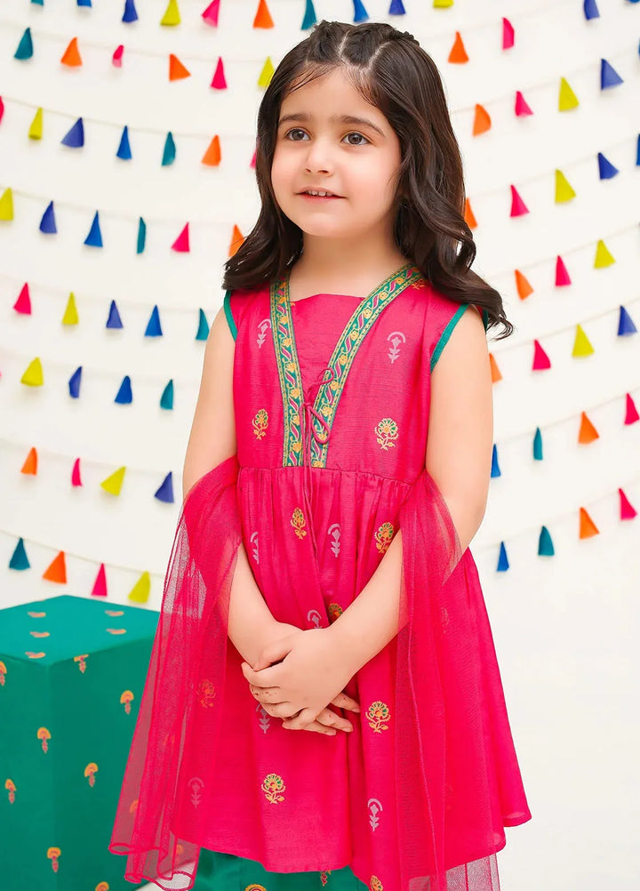 Ochre Pret Printed Cotton 3 Piece Suit For Kids INRJ-05