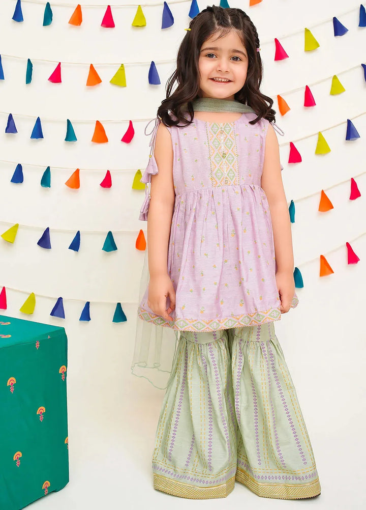 Ochre Pret Printed Cotton 3 Piece Suit For Kids INRJ-06