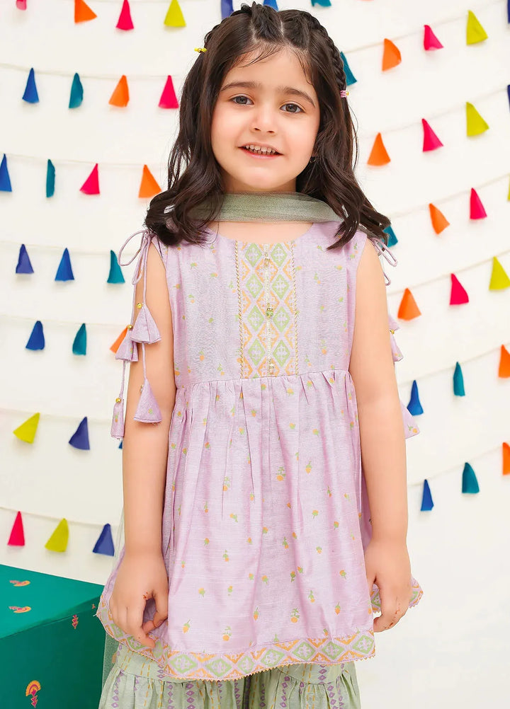 Ochre Pret Printed Cotton 3 Piece Suit For Kids INRJ-06