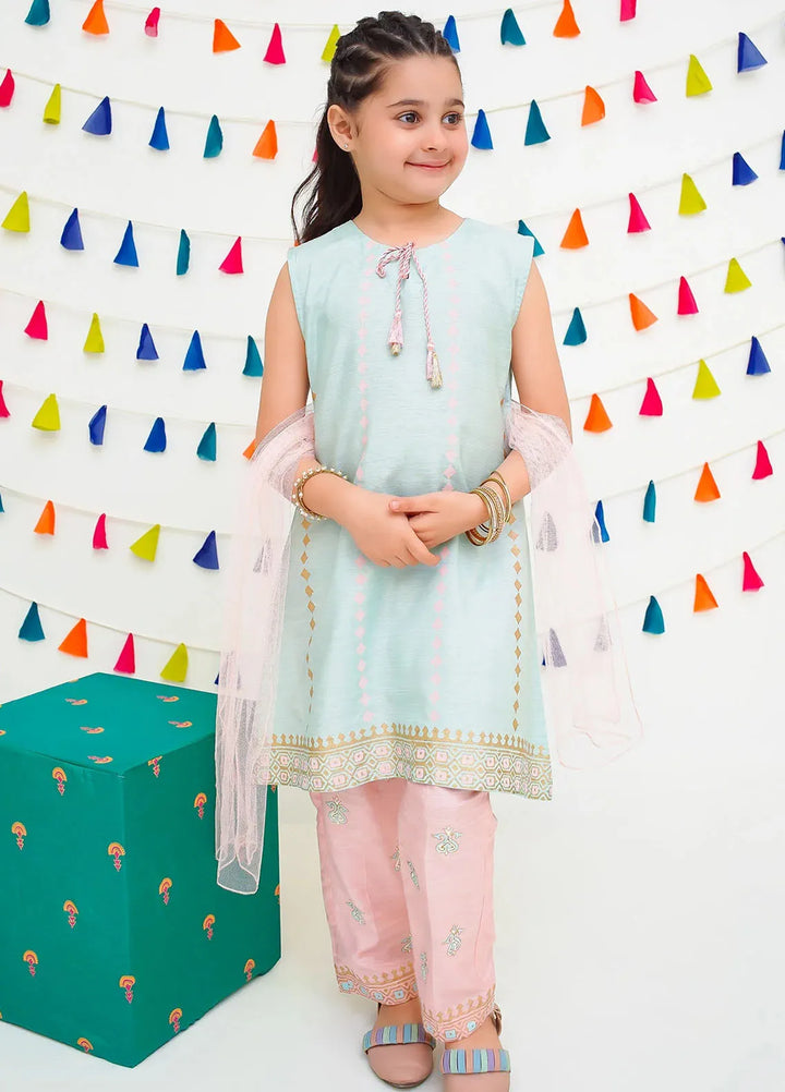 Ochre Pret Printed Cotton 3 Piece Suit For Kids INRJ-07
