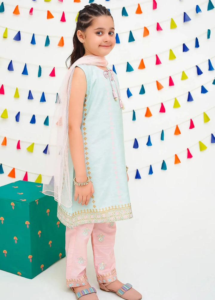 Ochre Pret Printed Cotton 3 Piece Suit For Kids INRJ-07
