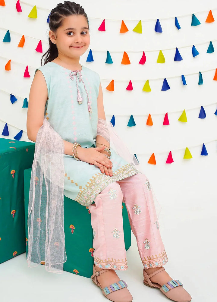 Ochre Pret Printed Cotton 3 Piece Suit For Kids INRJ-07